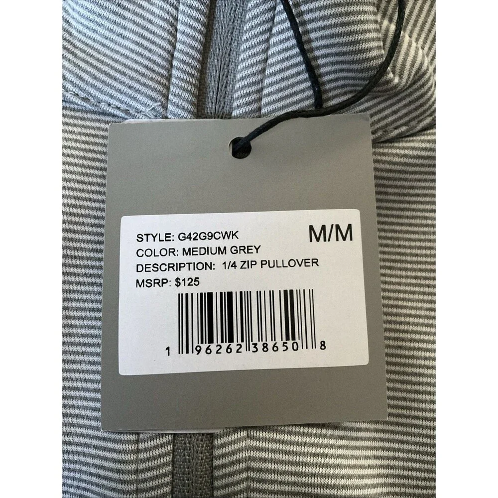 Hickey Freeman Performance Grey Medium Micro-stripe 1/4 Zip Sweater NWT